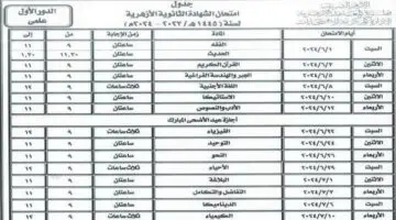 جميع المواد.. جدول امتحانات الثانوية الأزهرية للعلمي والأدبي 2024