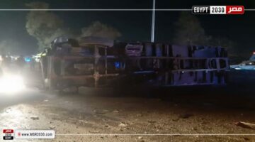 انقلاب سيارة محملة بأسطوانات بوتاجاز على الطريق الزراعي بطوخ | صور | الحوادث – الجريدة