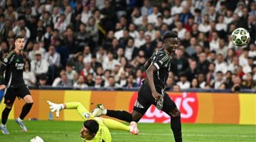 فيديو | هدف ساكا الأول يضيء مباراة آرسنال ضد ريال مدريد في دوري الأبطال