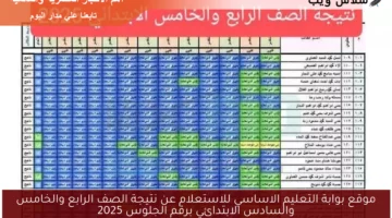 موقع بوابة التعليم الاساسي للاستعلام عن نتيجة الصف الرابع والخامس والسادس الابتدائي برقم الجلوس 2025