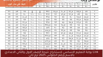 Link بوابة التعليم الاساسي لاستخراج نتيجة الصف الاول والثاني الاعدادي بالاسم ورقم الجلوس 2025 ترم ثاني