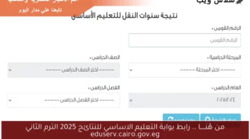 من هُنـــــا .. رابط بوابة التعليم الاساسي للنتائج 2025 الترم الثاني eduserv.cairo.gov.eg