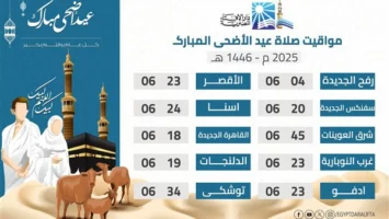 موعد صلاة عيد الأضحى 2025 في مصر.. صلاة العيد الساعه كام ؟ في القاهرة والمحافظات