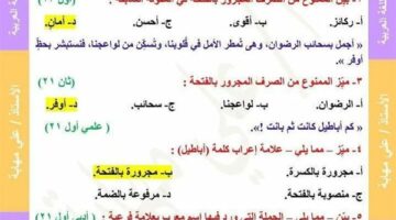 29 سؤالا بالاجابات في امتحانات النحو الواردة في الثانوية العامة سنوات سابقة
