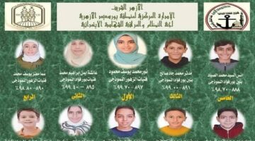 بوابه الازهر الالكترونيه .. بالأسماء أوائل الشهادتين الابتدائية والإعدادية الأزهرية فى بورسعيد