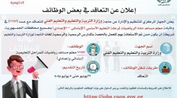 التنظيم والإدارة يعلن عن مسابقة لشغل وظيفة معلم مساعد مادة “الرياضيات”