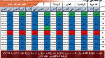 لينك بوابة التعليم الاساسي نتائج سنوات النقل الابتدائية والإعدادية 2025 برقم الجلوس ترم ثاني