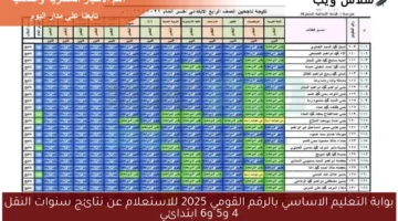 بوابة التعليم الاساسي بالرقم القومي 2025 للاستعلام عن نتائج سنوات النقل 4 و5 و6 ابتدائي