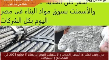 حان وقت الشراء: أسعار الحديد والأسمنت اليوم الاربعاء 11 يونيو 2025 في المصانع والشركات