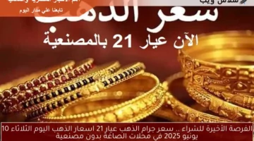 الفرصة الأخيرة للشراء .. سعر جرام الذهب عيار 21 اسعار الذهب اليوم الثلاثاء 10 يونيو 2025 في محلات الصاغة بدون مصنعية