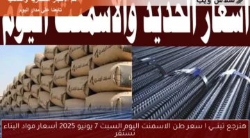 هترجع تبنــــي ! سعر طن الاسمنت اليوم السبت 7 يونيو 2025 أسعار مواد البناء تستقر