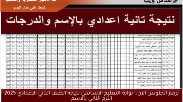 بوابة التعليم الأساسي محافظة الجيزة نتيجة الشهادة الإعدادية بالاسم ورقم الجلوس الفصل الدراسي الثاني 2025