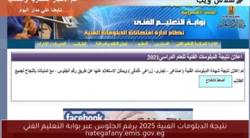 نتيجة الدبلومات الفنية 2025 برقم الجلوس عبر بوابة التعليم الفني nategafany.emis.gov.eg