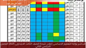 مُبــاشر بوابة التعليم الاساسي إعلان نتيجة الصف الثالث الابتدائي 2025 الفصل الدراسي الثاني